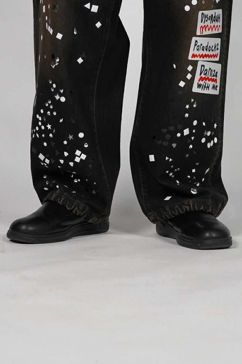 Maison MIHARA YASUHIRO(メゾン ミハラヤスヒロ) Embellished Sticker Denim Pants エンブリッシュ ステッカーデニムパンツ DENIM JEANS w STICKER A16PT025