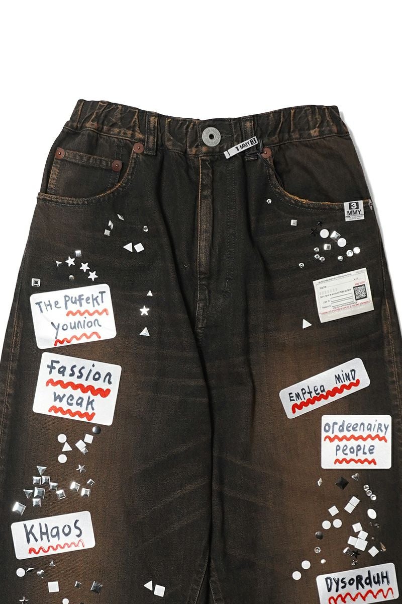 Maison MIHARA YASUHIRO(メゾン ミハラヤスヒロ) Embellished Sticker Denim Pants エンブリッシュ ステッカーデニムパンツ DENIM JEANS w STICKER A16PT025