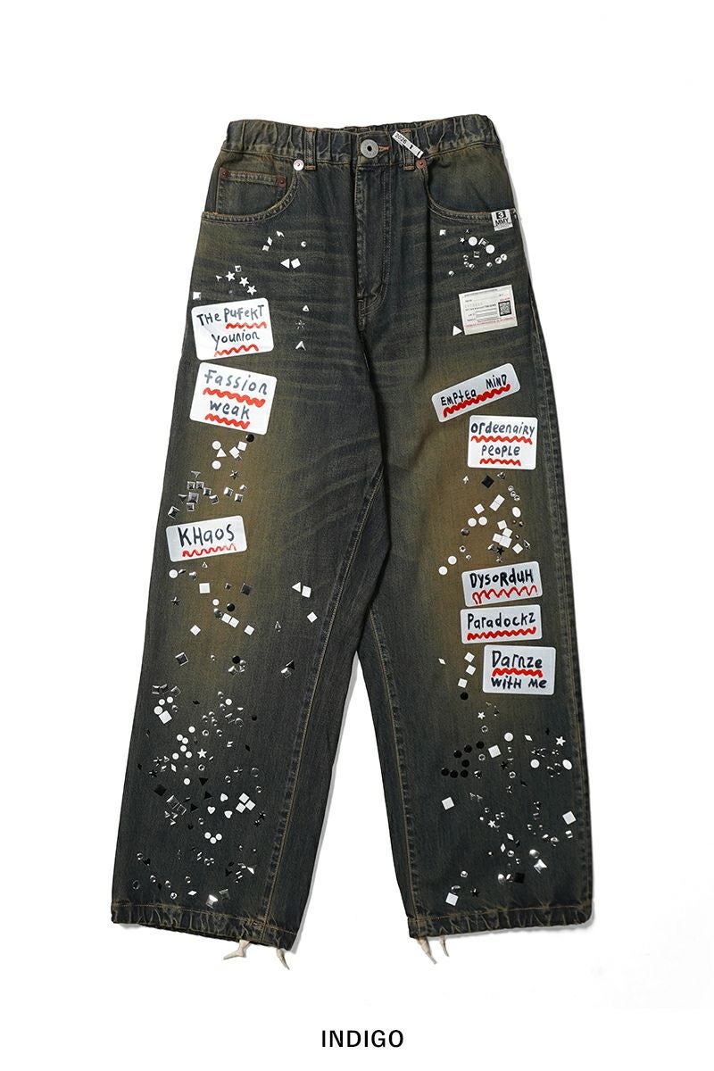 Maison MIHARA YASUHIRO(メゾン ミハラヤスヒロ) Embellished Sticker Denim Pants エンブリッシュ ステッカーデニムパンツ DENIM JEANS w STICKER A16PT025