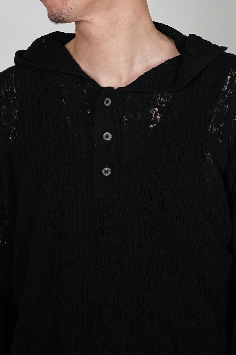 KAMIYA(カミヤ) Silk Lace Knit Hoodie シルクレースニットフーディー G16HD060