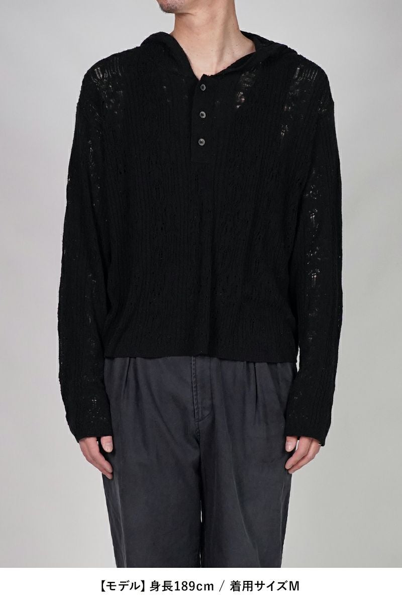 KAMIYA(カミヤ) Silk Lace Knit Hoodie シルクレースニットフーディー G16HD060