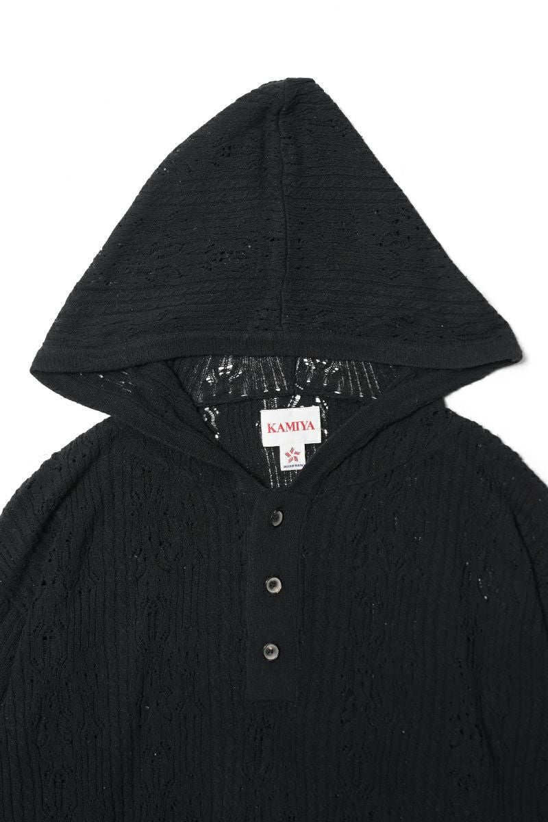 KAMIYA(カミヤ) Silk Lace Knit Hoodie シルクレースニットフーディー G16HD060