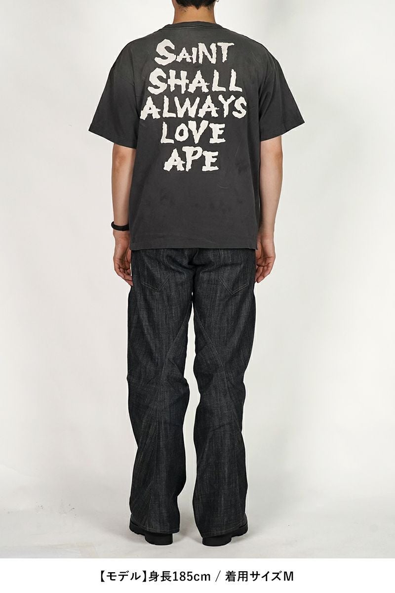 SAINT Mxxxxxx(セントマイケル) SM-MK8-0000-C49 / BAPE_SS T-SHIRT ALWAYS LOVE / BLACK ベイシングエイプTシャツ