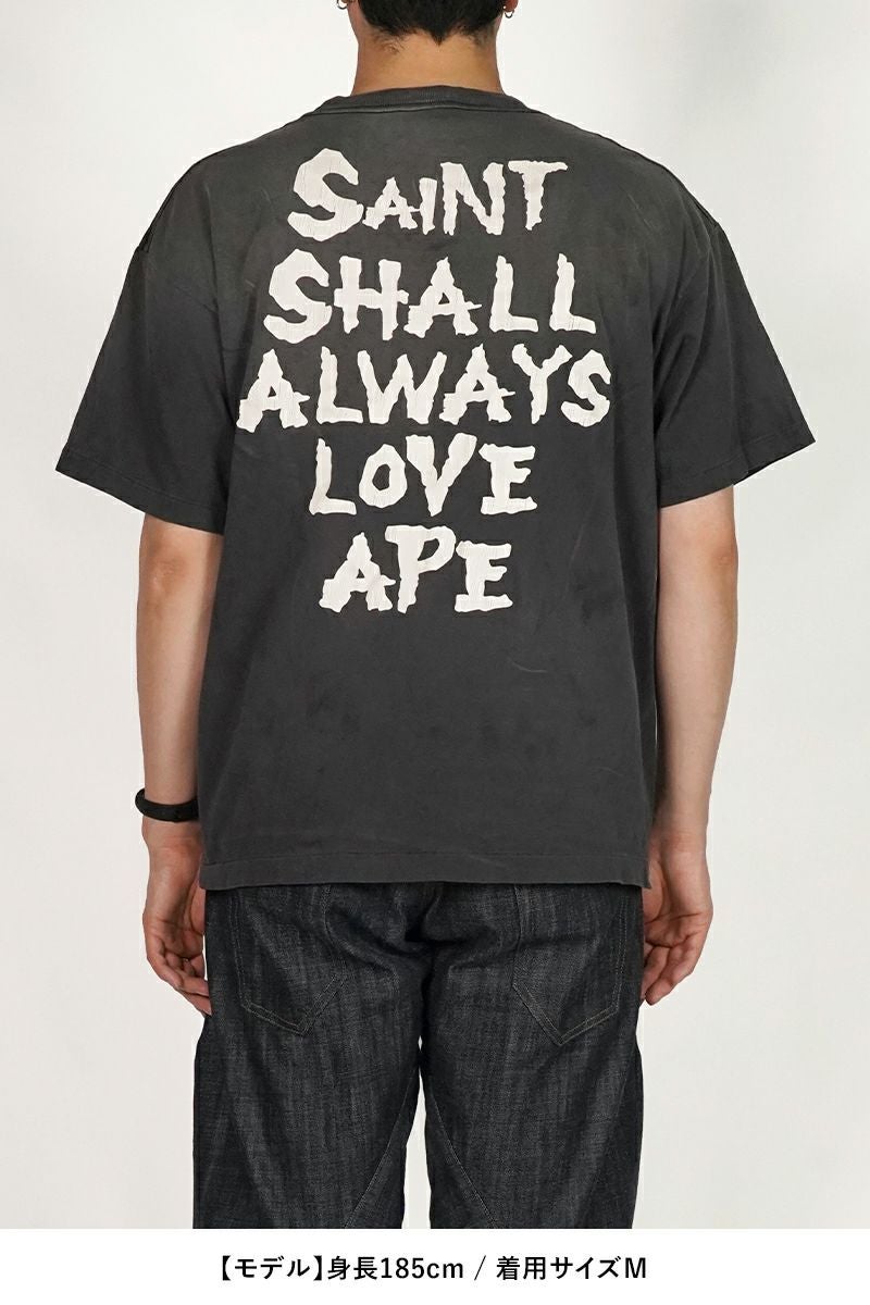 SAINT Mxxxxxx(セントマイケル) SM-MK8-0000-C49 / BAPE_SS T-SHIRT ALWAYS LOVE / BLACK ベイシングエイプTシャツ