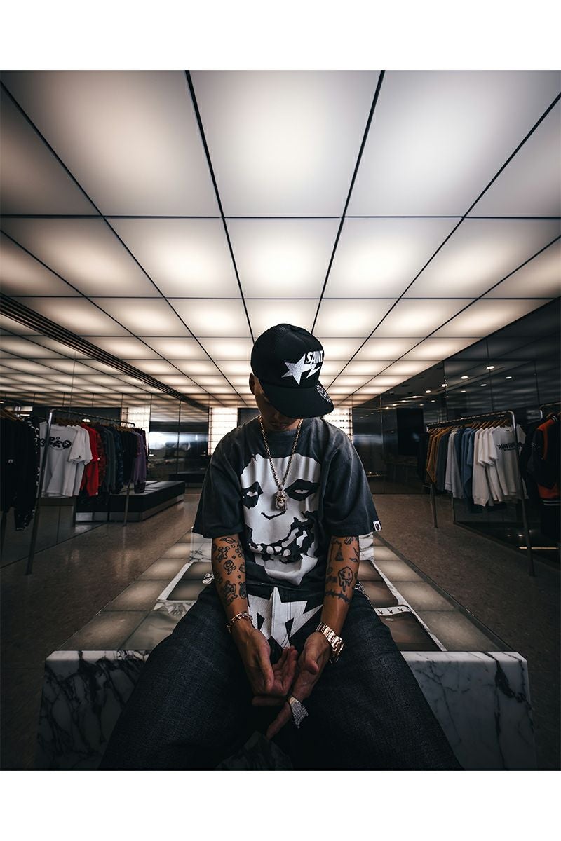 SAINT Mxxxxxx(セントマイケル) SM-MK8-0000-C49 / BAPE_SS T-SHIRT ALWAYS LOVE / BLACK ベイシングエイプTシャツ