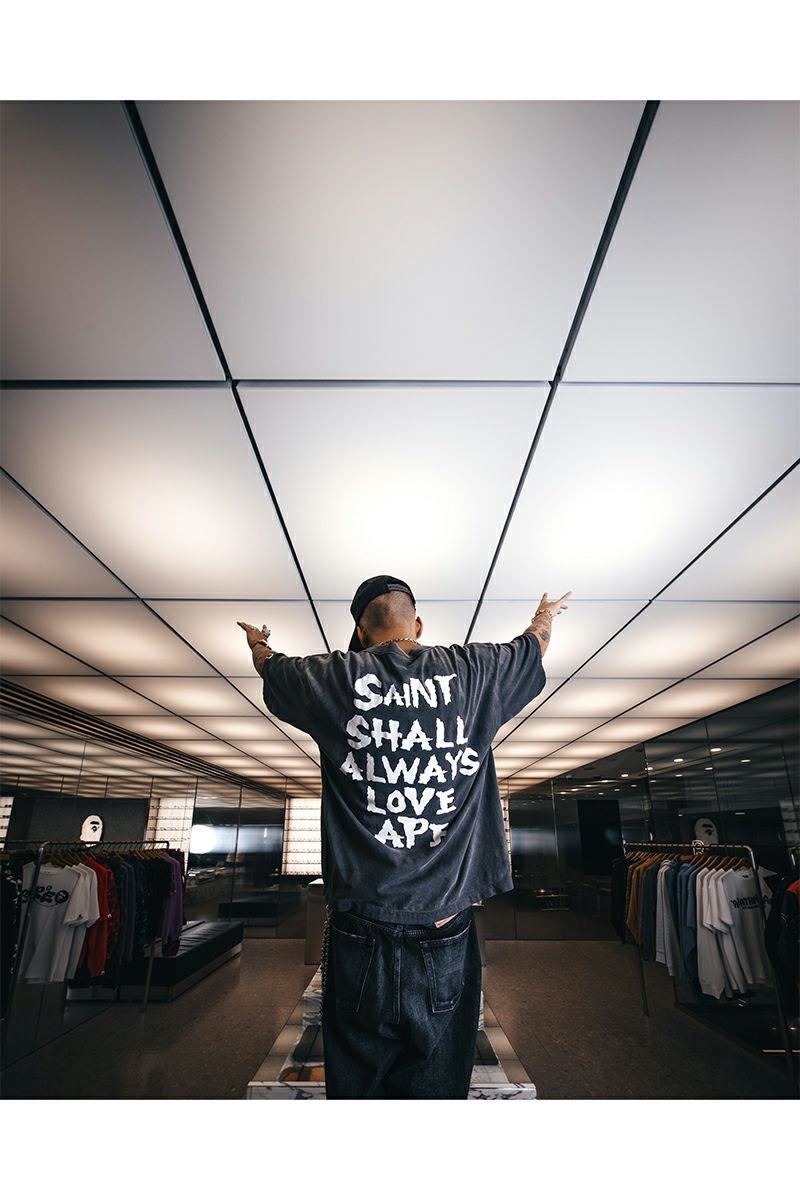 SAINT Mxxxxxx(セントマイケル) SM-MK8-0000-C49 / BAPE_SS T-SHIRT ALWAYS LOVE / BLACK ベイシングエイプTシャツ