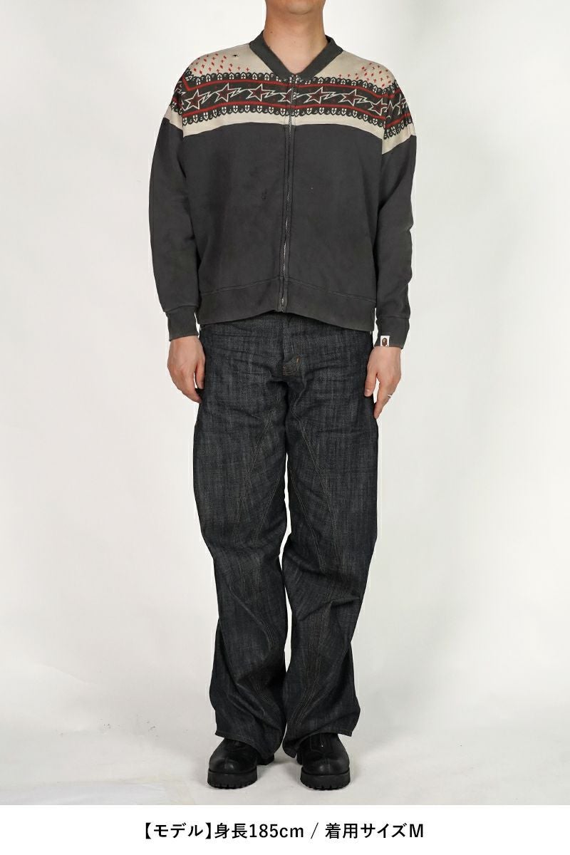 SAINT Mxxxxxx(セントマイケル) SM-MK8-0000-C52 / BAPE_ZIP CARDIGAN / CHARCOAL ベイシングエイプジップカーディガン