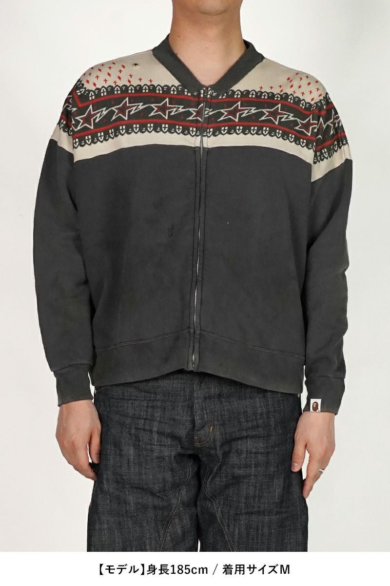 SAINT Mxxxxxx(セントマイケル) SM-MK8-0000-C52 / BAPE_ZIP CARDIGAN / CHARCOAL ベイシングエイプジップカーディガン