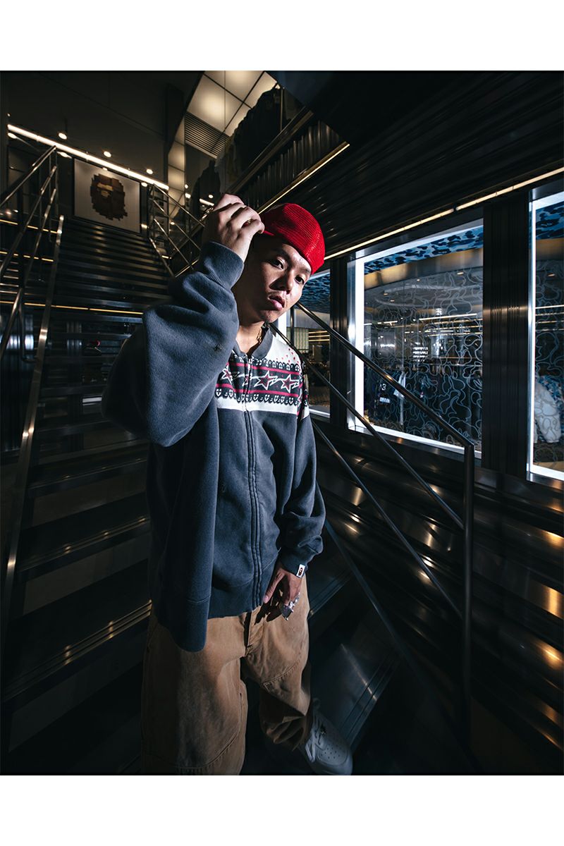 SAINT Mxxxxxx(セントマイケル) SM-MK8-0000-C52 / BAPE_ZIP CARDIGAN / CHARCOAL ベイシングエイプジップカーディガン