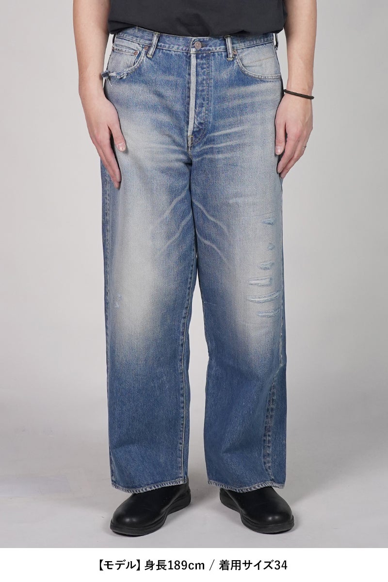 visvim(ビズビム) SOCIAL SCULPTURE 01 EX WIDE DMGD-43 ソーシャルスカルプチャー エクストラワイド 5ポケットデニムパンツ 0126105005007