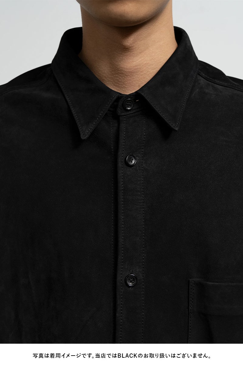 Graphpaper(グラフペーパー) Cow Nubuck Leather L/S Oversized Regular Collar Shirt カウヌバックレザー長袖オバーサイズレギュラーカラーシャツ GU261-50406
