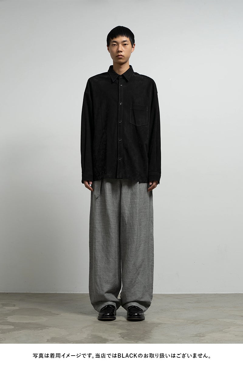 Graphpaper(グラフペーパー) Cow Nubuck Leather L/S Oversized Regular Collar Shirt カウヌバックレザー長袖オバーサイズレギュラーカラーシャツ GU261-50406