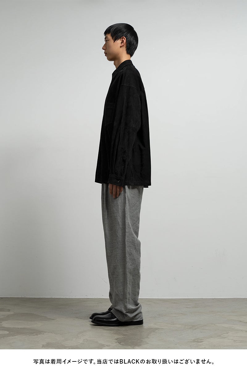 Graphpaper(グラフペーパー) Cow Nubuck Leather L/S Oversized Regular Collar Shirt カウヌバックレザー長袖オバーサイズレギュラーカラーシャツ GU261-50406