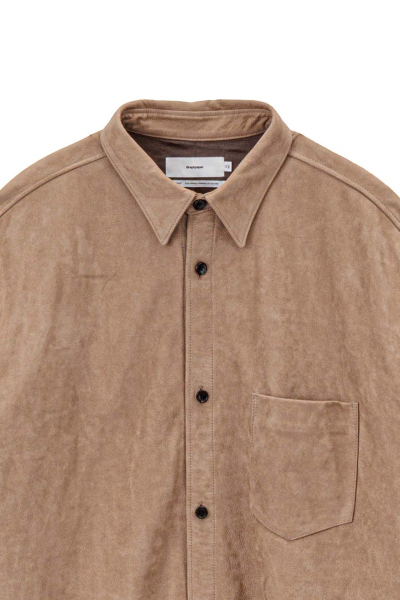 Graphpaper(グラフペーパー) Cow Nubuck Leather L/S Oversized Regular Collar Shirt カウヌバックレザー長袖オバーサイズレギュラーカラーシャツ GU261-50406