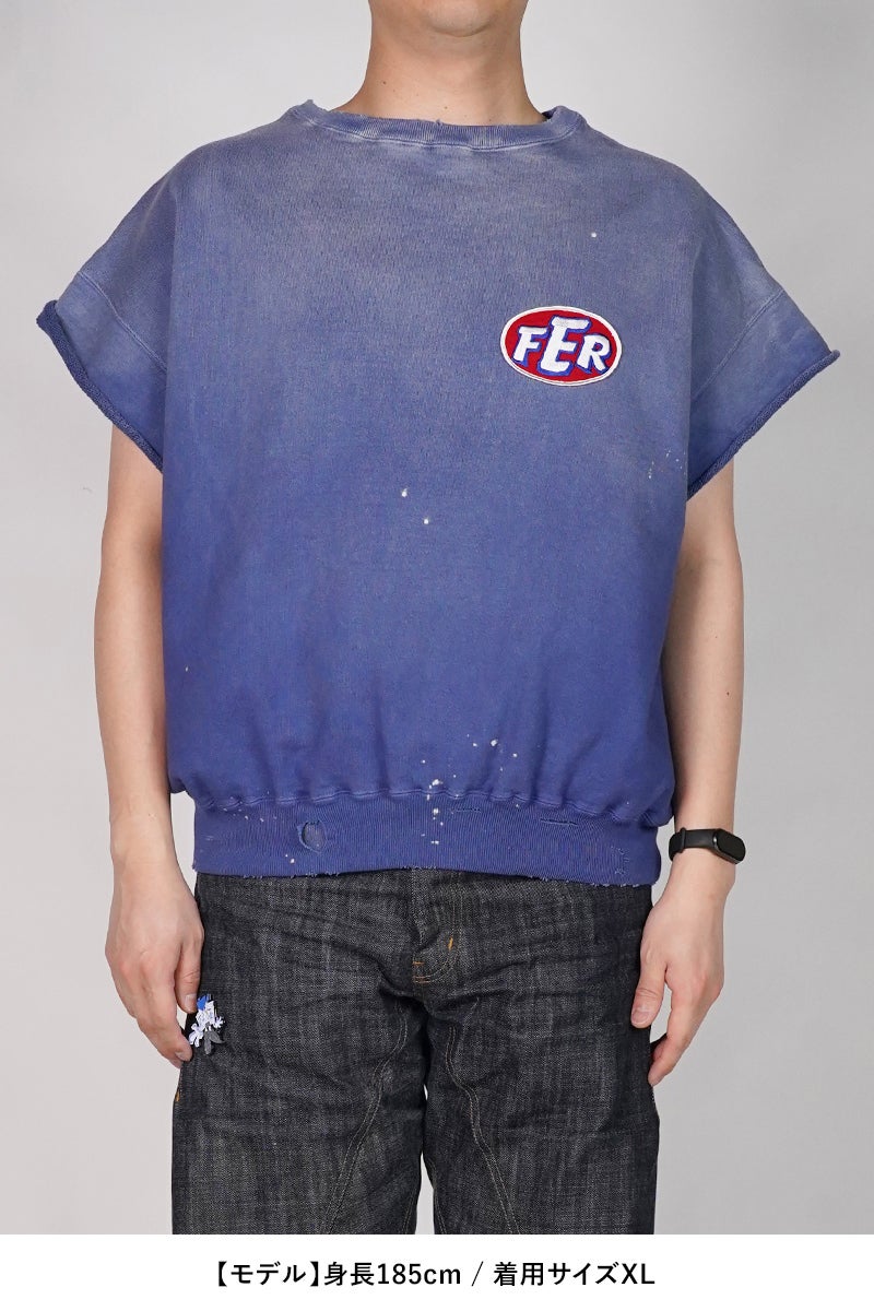 BOWWOW(バウワウ) FER PATCHED SS SWEATSHIRT AGED パッチ半袖スウェットシャツ エイジド BW261-FPSSS