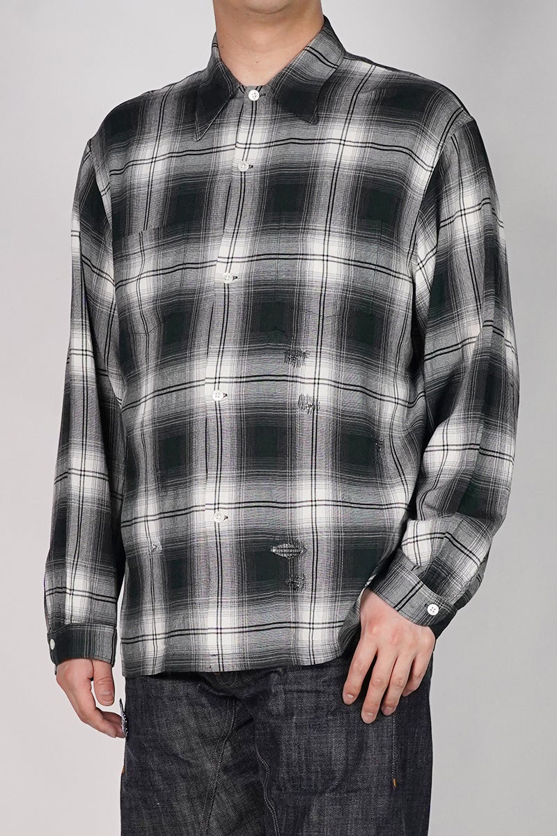 BOWWOW(バウワウ) REMADE RAYON PLAID SHIRT AGED リメイドレーヨンプレイドシャツ エイジド BW261-RRPS