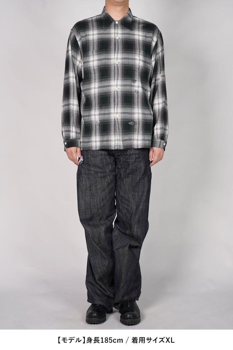BOWWOW(バウワウ) REMADE RAYON PLAID SHIRT AGED リメイドレーヨンプレイドシャツ エイジド BW261-RRPS