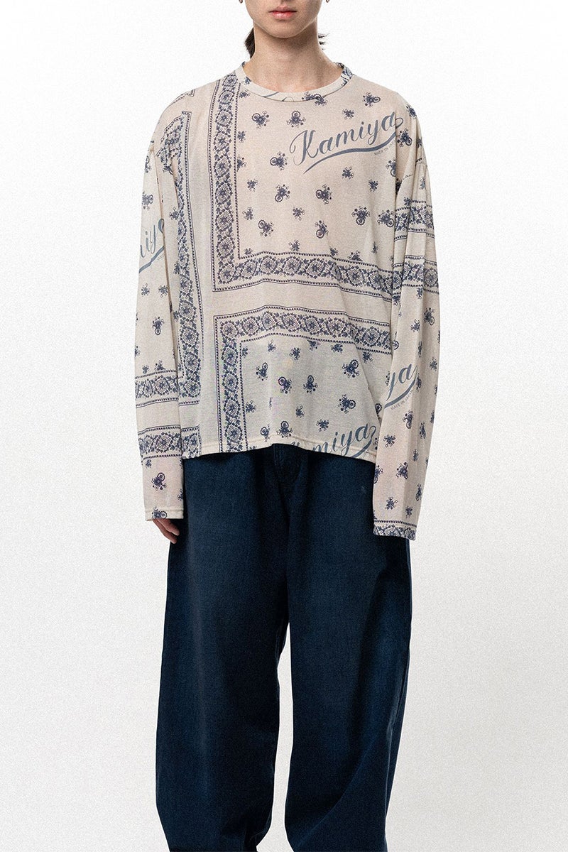 KAMIYA(カミヤ) Bandana Print Sheer Jersey L/S Tee バンダナプリントシアージャージー長袖Tシャツ G16LT079