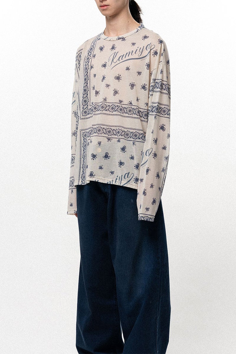 KAMIYA(カミヤ) Bandana Print Sheer Jersey L/S Tee バンダナプリントシアージャージー長袖Tシャツ G16LT079