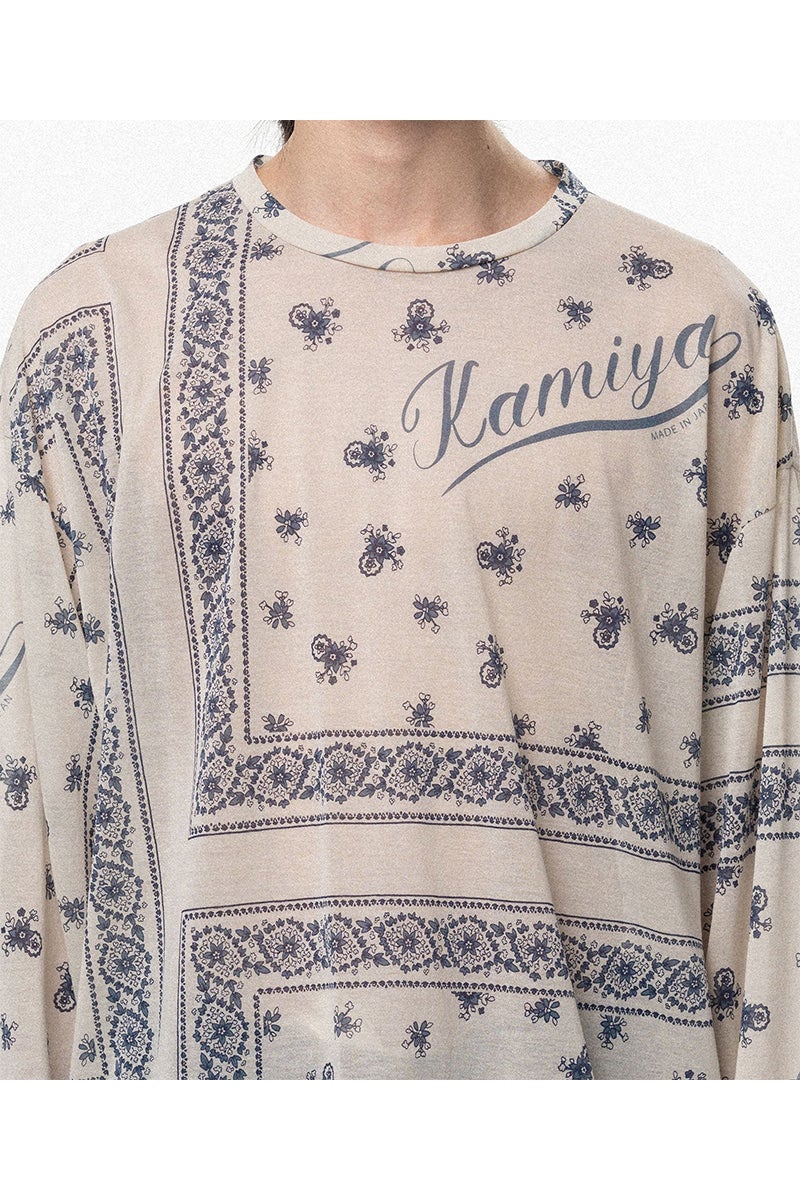 KAMIYA(カミヤ) Bandana Print Sheer Jersey L/S Tee バンダナプリントシアージャージー長袖Tシャツ G16LT079