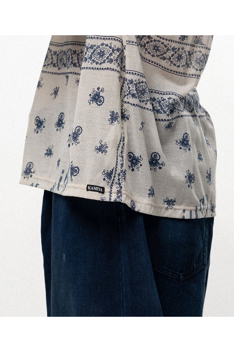 KAMIYA(カミヤ) Bandana Print Sheer Jersey L/S Tee バンダナプリントシアージャージー長袖Tシャツ G16LT079