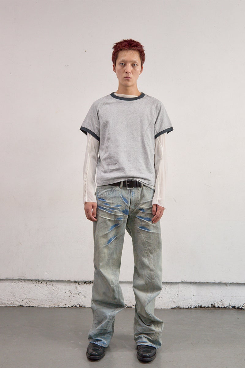 NVRFRGT(ネバーフォーゲット) PANELLED HALF SLEEVE RINGER T-SHIRT パネルドハーフスリーブリンガーTシャツ NF261T01
