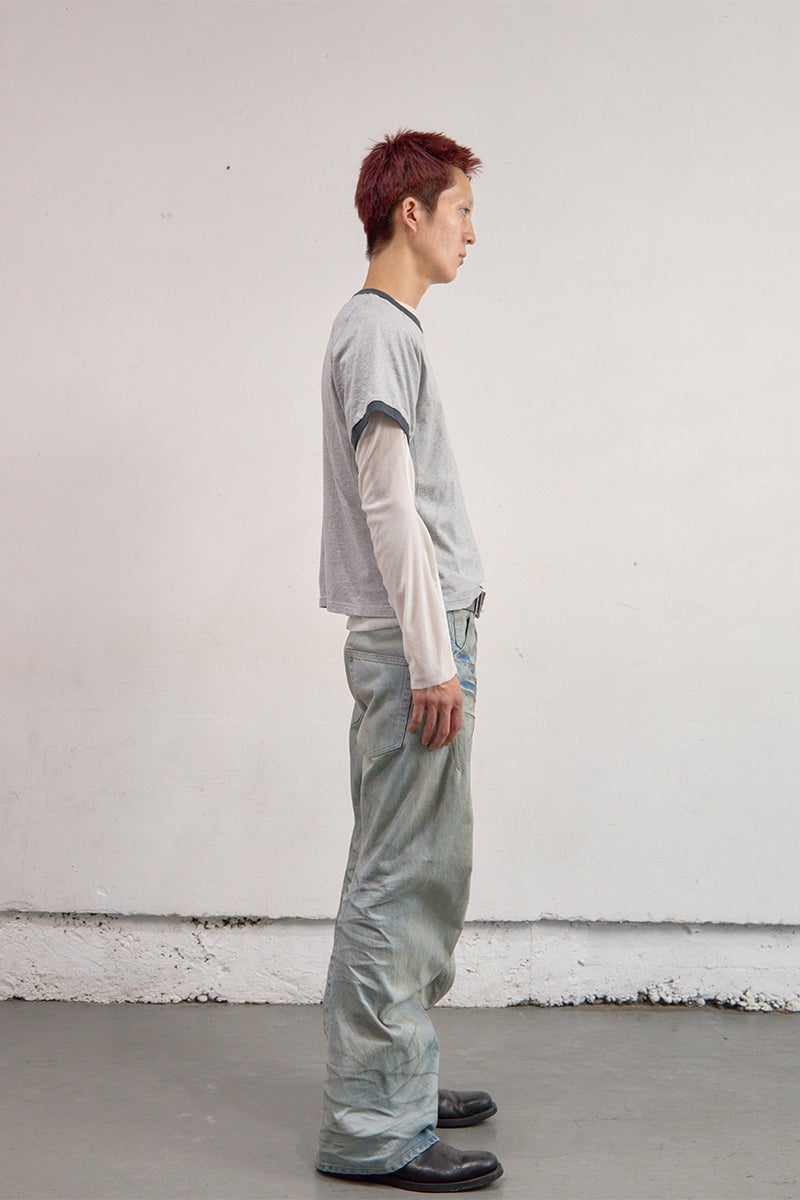 NVRFRGT(ネバーフォーゲット) PANELLED HALF SLEEVE RINGER T-SHIRT パネルドハーフスリーブリンガーTシャツ NF261T01