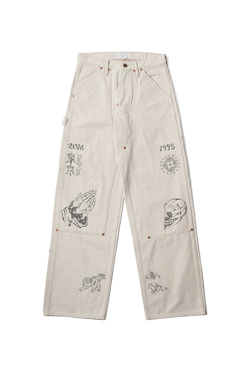 SUGARHILL(シュガーヒル) TATTOO FLASH PRINT MODERN DENIM DOUBLE KNEE CUT タトゥーフラッシュプリントモダンデニムダブルニーカットパンツ 26440417