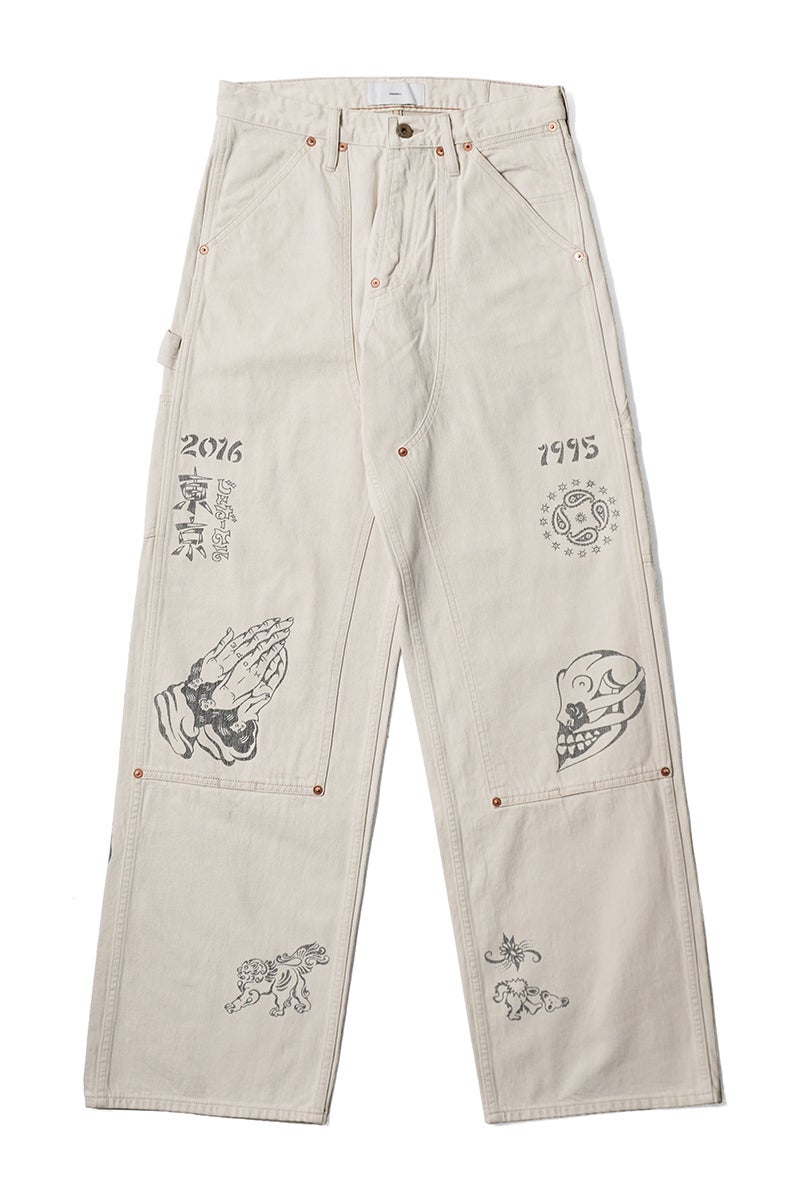 SUGARHILL(シュガーヒル) TATTOO FLASH PRINT MODERN DENIM DOUBLE KNEE CUT タトゥーフラッシュプリントモダンデニムダブルニーカットパンツ 26440417