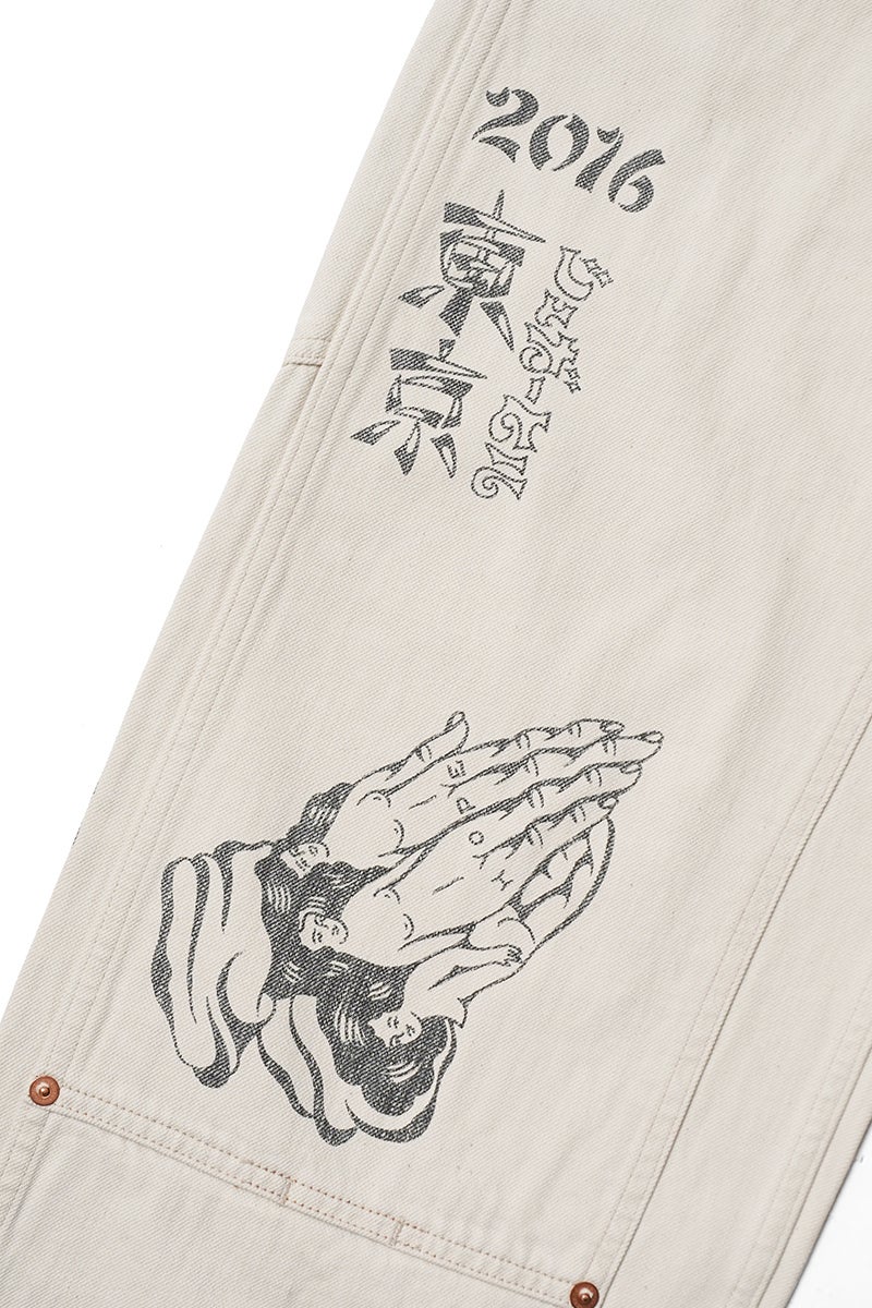 SUGARHILL(シュガーヒル) TATTOO FLASH PRINT MODERN DENIM DOUBLE KNEE CUT タトゥーフラッシュプリントモダンデニムダブルニーカットパンツ 26440417