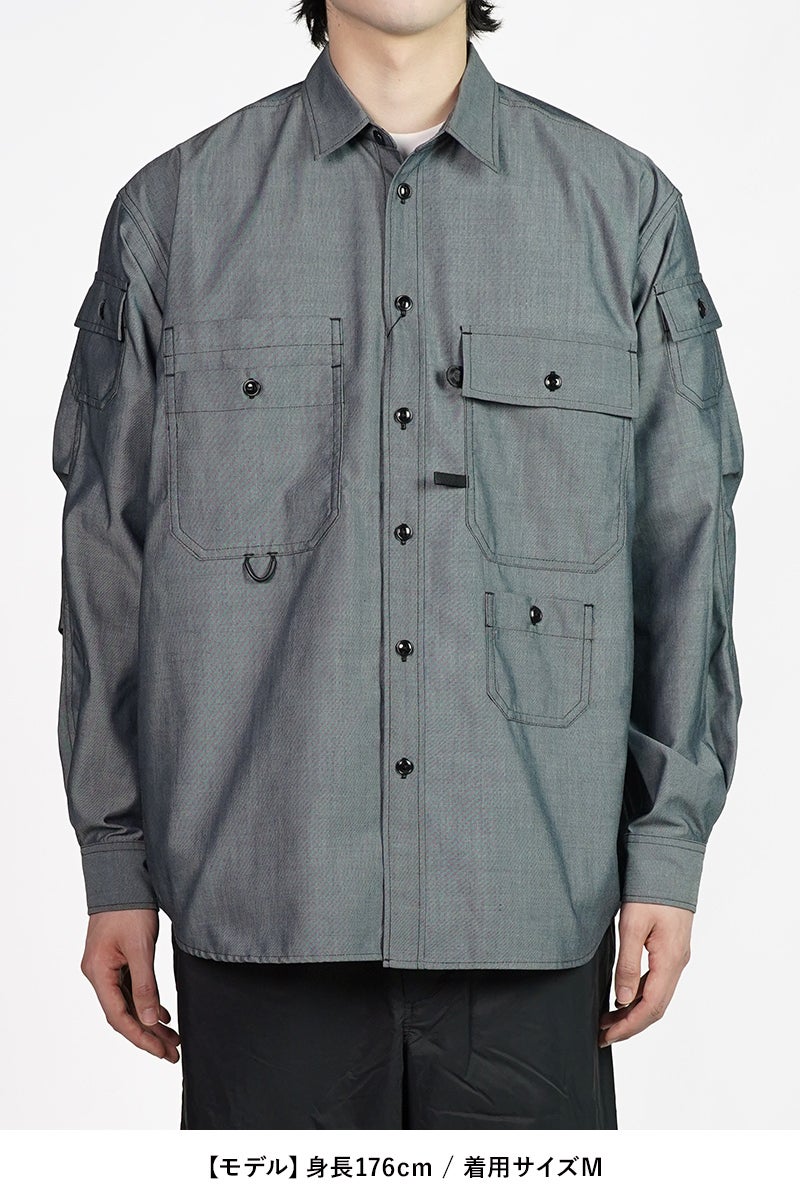 DAIWA PIER 39(ダイワピア39) TECH MULTI POCKET CHAMBRAY SHIRT L/S テックマルチポケットシャンブレーシャツ長袖 BE-84026