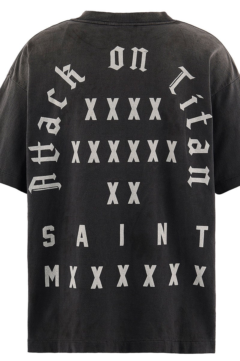 SAINT Mxxxxxx(セントマイケル) SM-MK8-0000-C77 / AOT_SS TEE / ATTACK ON TITAN / BLK 進撃の巨人半袖Tシャツ