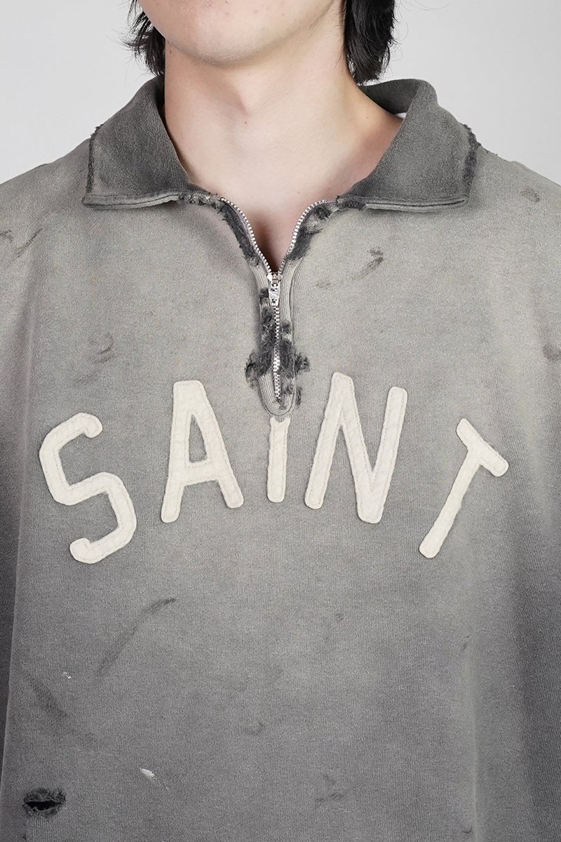  SAINT Mxxxxxx(セントマイケル) SM-MK8-0000-052 / SS HALF ZIP SWEAT / SAINT / CHARCOAL ハーフジップスウェット