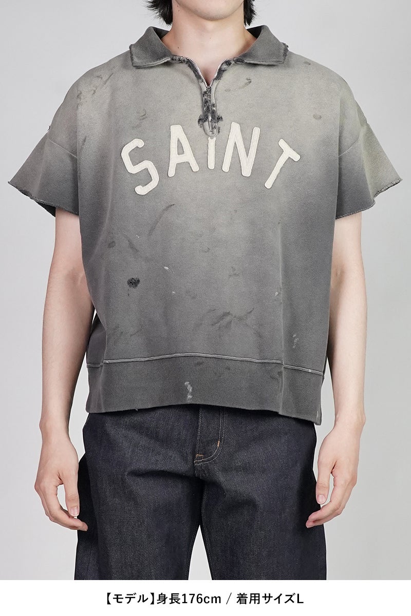  SAINT Mxxxxxx(セントマイケル) SM-MK8-0000-052 / SS HALF ZIP SWEAT / SAINT / CHARCOAL ハーフジップスウェット