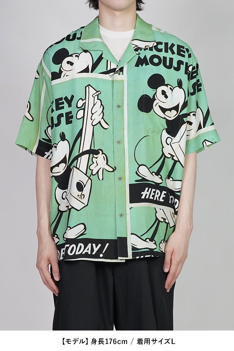 Porter Classic(ポータークラシック) DISNEY VP / PC ALOHA COLLECTION ALOHA SHIRT / MICKEY & GUITAR ディズニーヴィンテージポスター ポータークラシックアロハコレクション アロハシャツ ミッキー＆ギター DP-024-3965