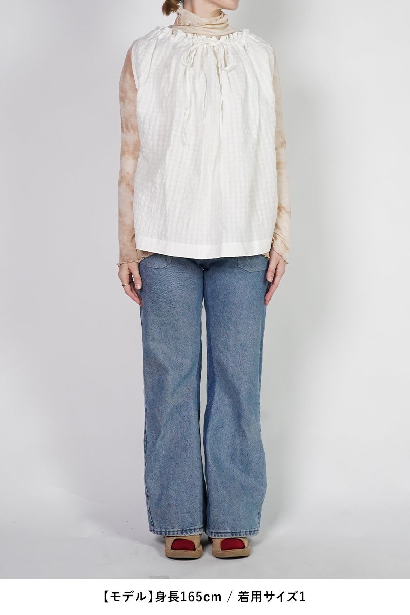 kengo(ケンゴ) linen cotton pokopoko gingham check top リネンコットンポコポコギンガムチェックトップス K26SS-BL1