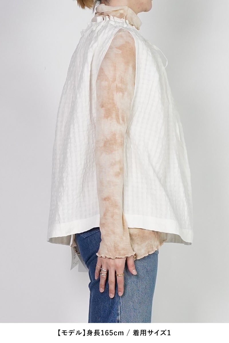 kengo(ケンゴ) linen cotton pokopoko gingham check top リネンコットンポコポコギンガムチェックトップス K26SS-BL1