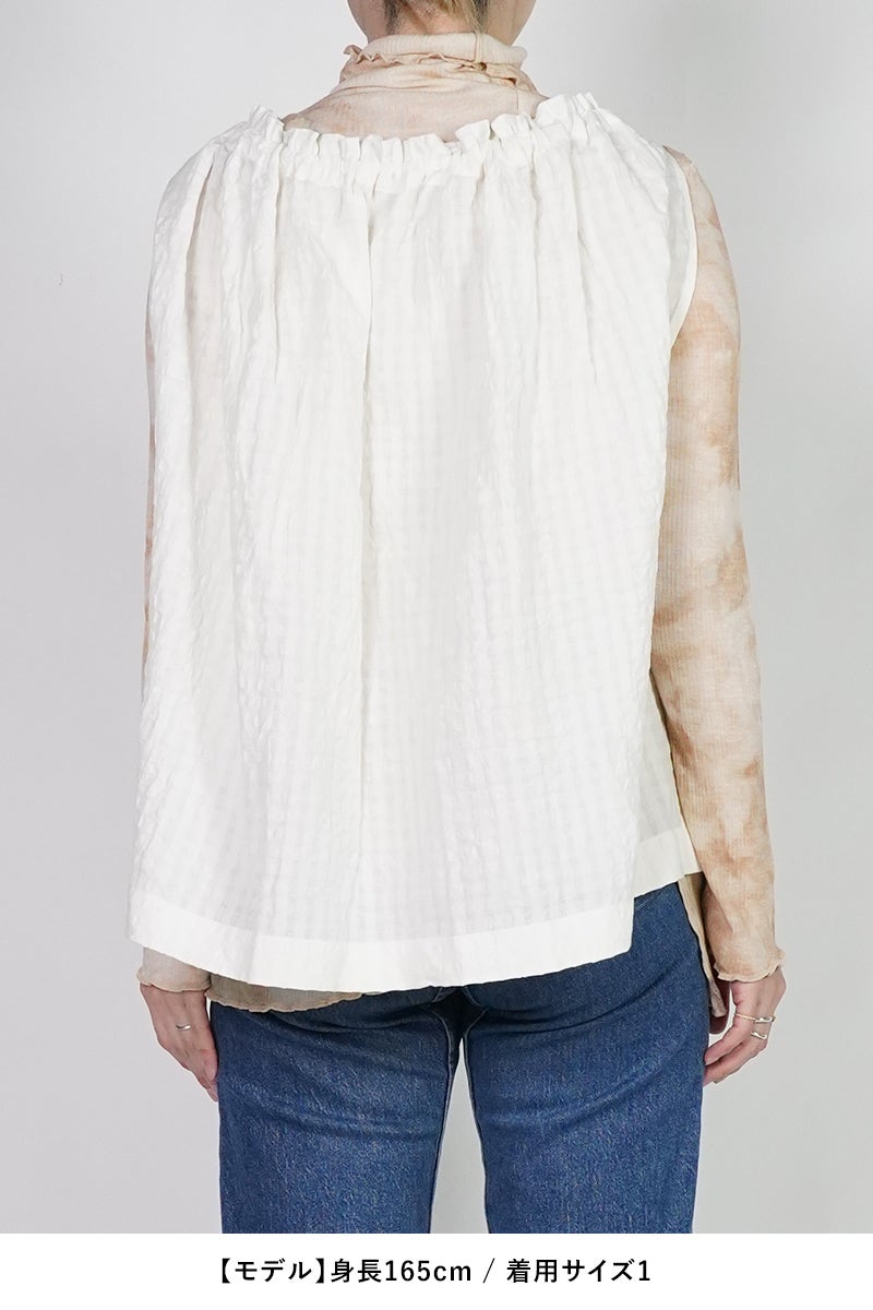 kengo(ケンゴ) linen cotton pokopoko gingham check top リネンコットンポコポコギンガムチェックトップス K26SS-BL1