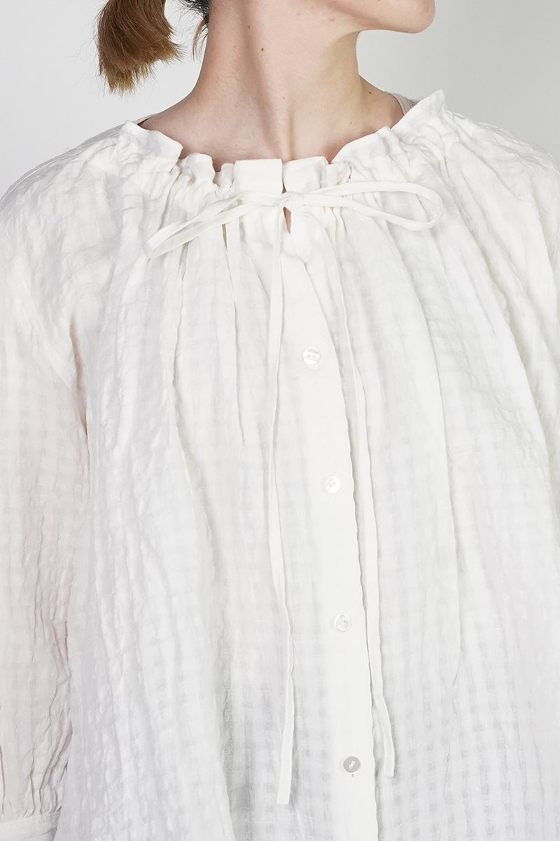 kengo(ケンゴ) linen cotton pokopoko gingham check blouse リネンコットンポコポコギンガムチェックブラウス K26SS-BL2