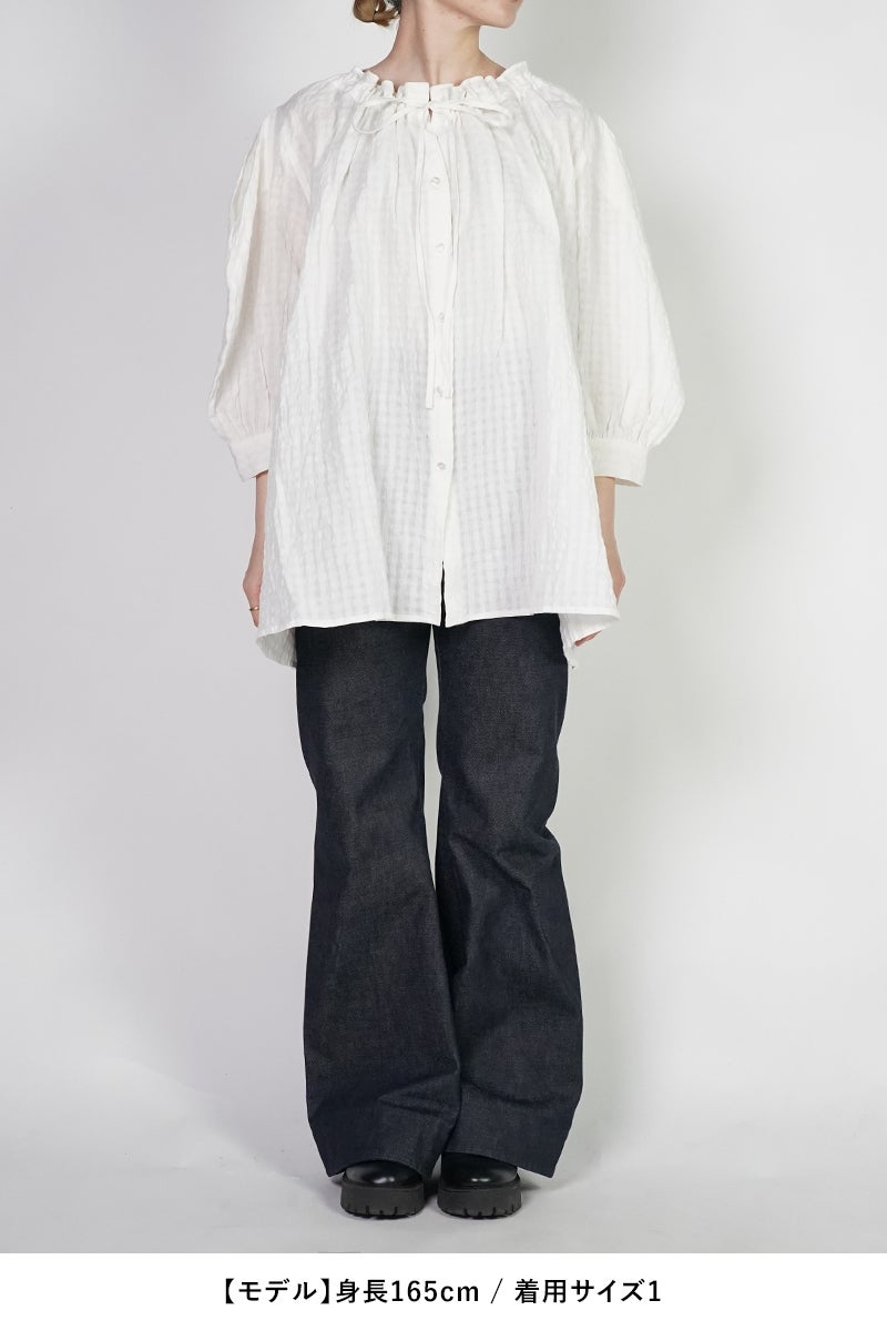 kengo(ケンゴ) linen cotton pokopoko gingham check blouse リネンコットンポコポコギンガムチェックブラウス K26SS-BL2