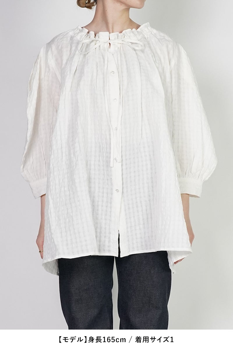 kengo(ケンゴ) linen cotton pokopoko gingham check blouse リネンコットンポコポコギンガムチェックブラウス K26SS-BL2