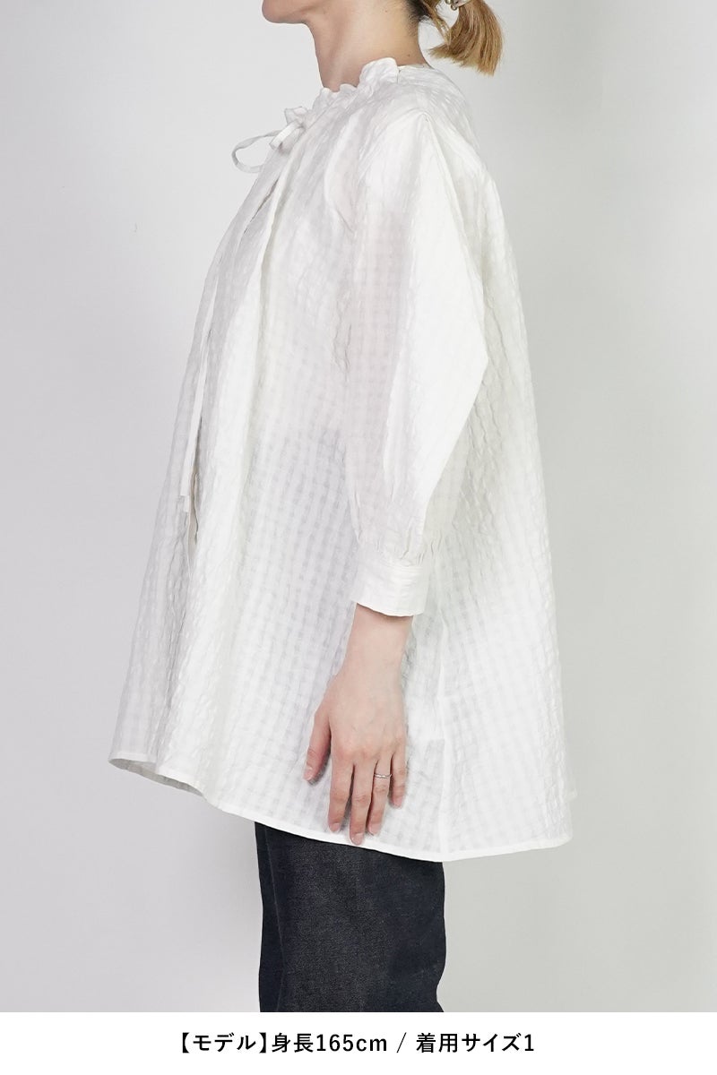 kengo(ケンゴ) linen cotton pokopoko gingham check blouse リネンコットンポコポコギンガムチェックブラウス K26SS-BL2