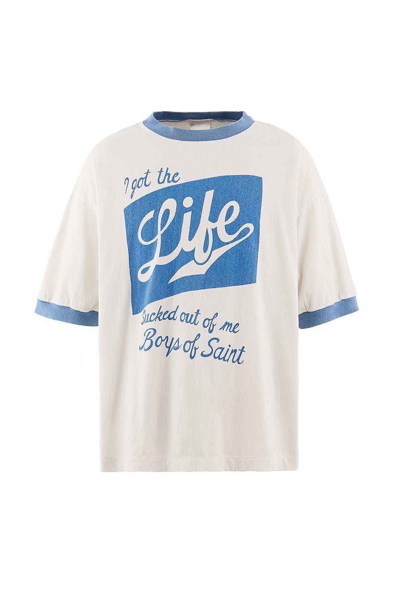 SAINT Mxxxxxx(セントマイケル) SM-MK8-0000-C16 / BOS_SS T-SHIRT / RINGER TEE / WHITE リンガーTシャツ