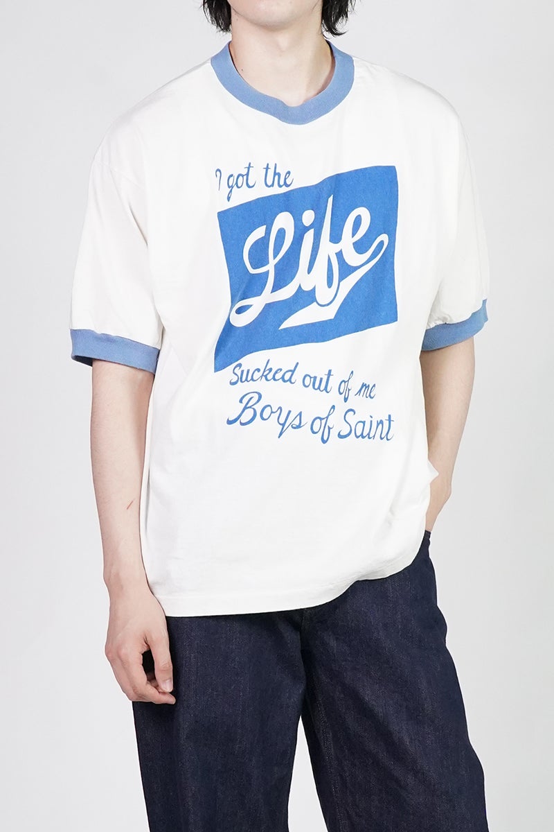 SAINT Mxxxxxx(セントマイケル) SM-MK8-0000-C16 / BOS_SS T-SHIRT / RINGER TEE / WHITE リンガーTシャツ