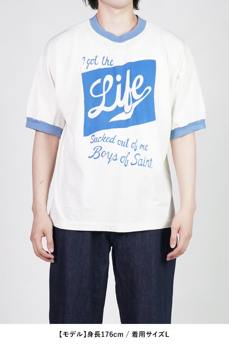 SAINT Mxxxxxx(セントマイケル) SM-MK8-0000-C16 / BOS_SS T-SHIRT / RINGER TEE / WHITE リンガーTシャツ