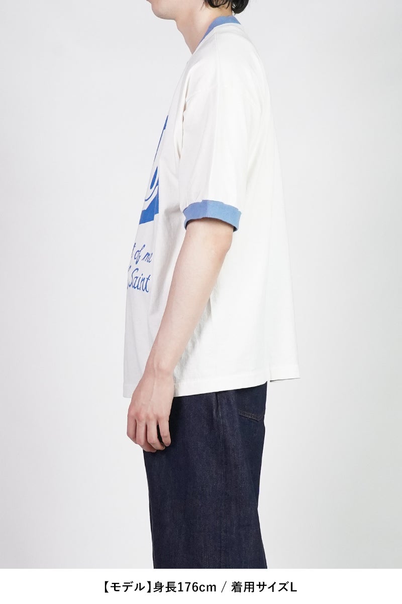 SAINT Mxxxxxx(セントマイケル) SM-MK8-0000-C16 / BOS_SS T-SHIRT / RINGER TEE / WHITE リンガーTシャツ