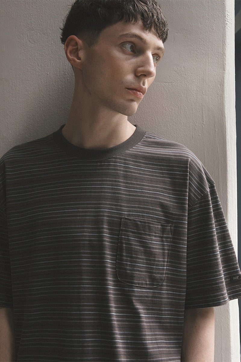 ANOTHER OFFICE(アナザーオフィス) Ordinary Multi Stripe Pocket TEE オーディナリーマルチストライプポケットTシャツ AOFSTS016
