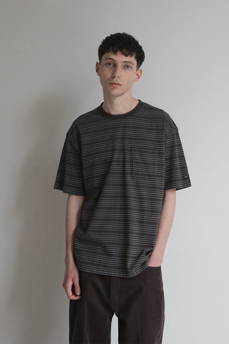ANOTHER OFFICE(アナザーオフィス) Ordinary Multi Stripe Pocket TEE オーディナリーマルチストライプポケットTシャツ AOFSTS016