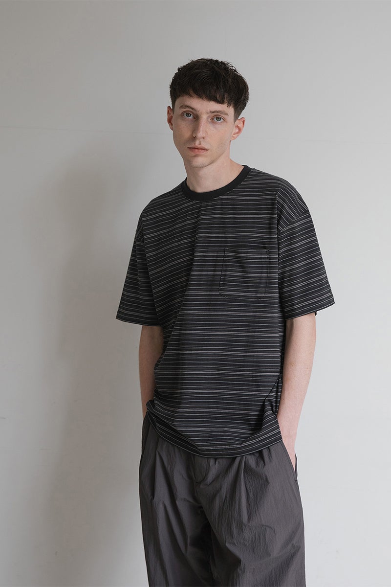ANOTHER OFFICE(アナザーオフィス) Ordinary Multi Stripe Pocket TEE オーディナリーマルチストライプポケットTシャツ AOFSTS016