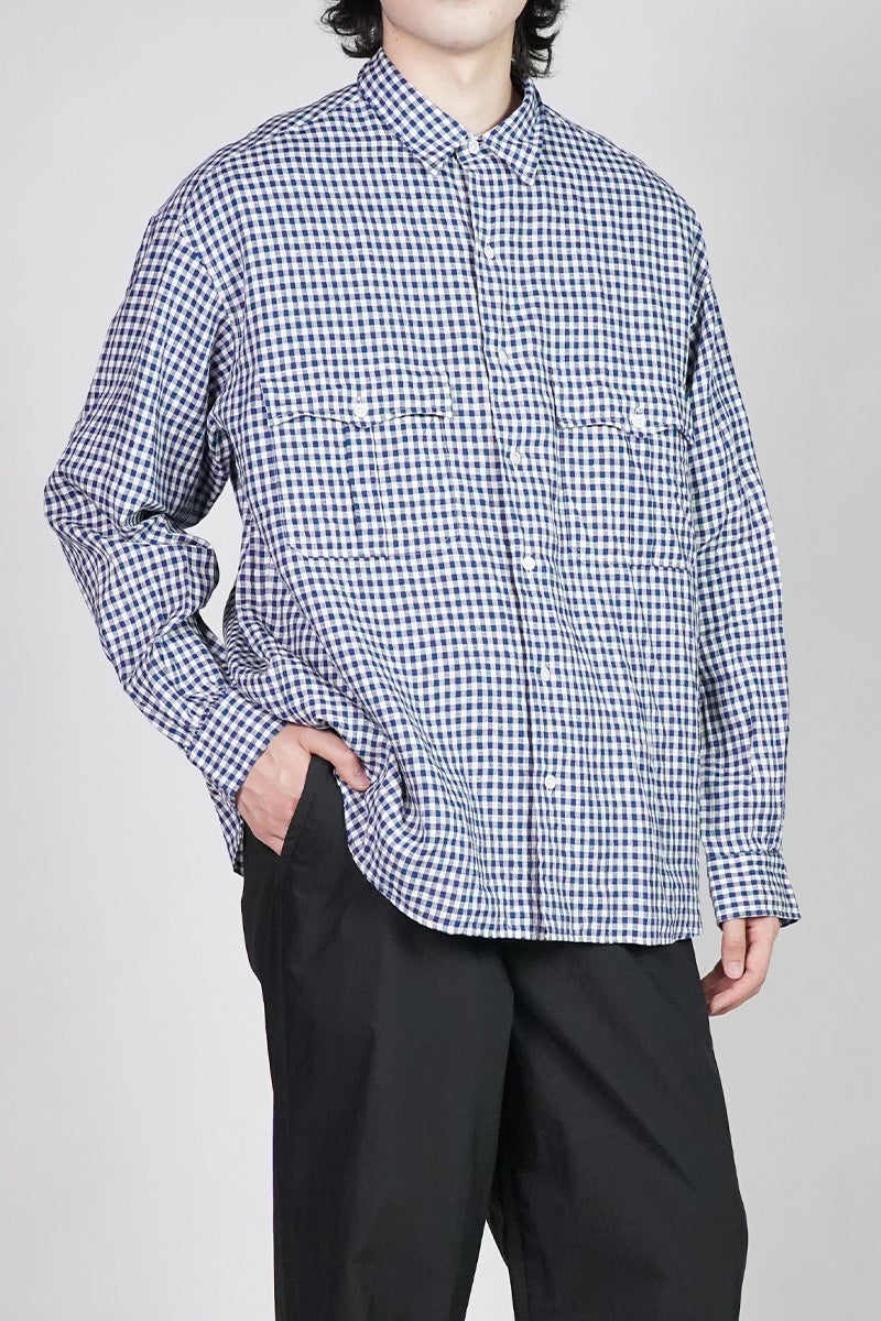 Porter Classic(ポータークラシック) ROLL UP LINEN GINGHAM CHECK SHIRT ロールアップリネンギンガムチェックシャツ PC-016-3978